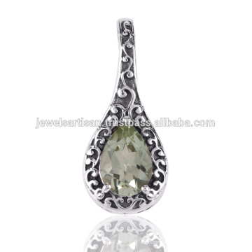 Bijoux Pendentif Argent Améthyste Vert 925